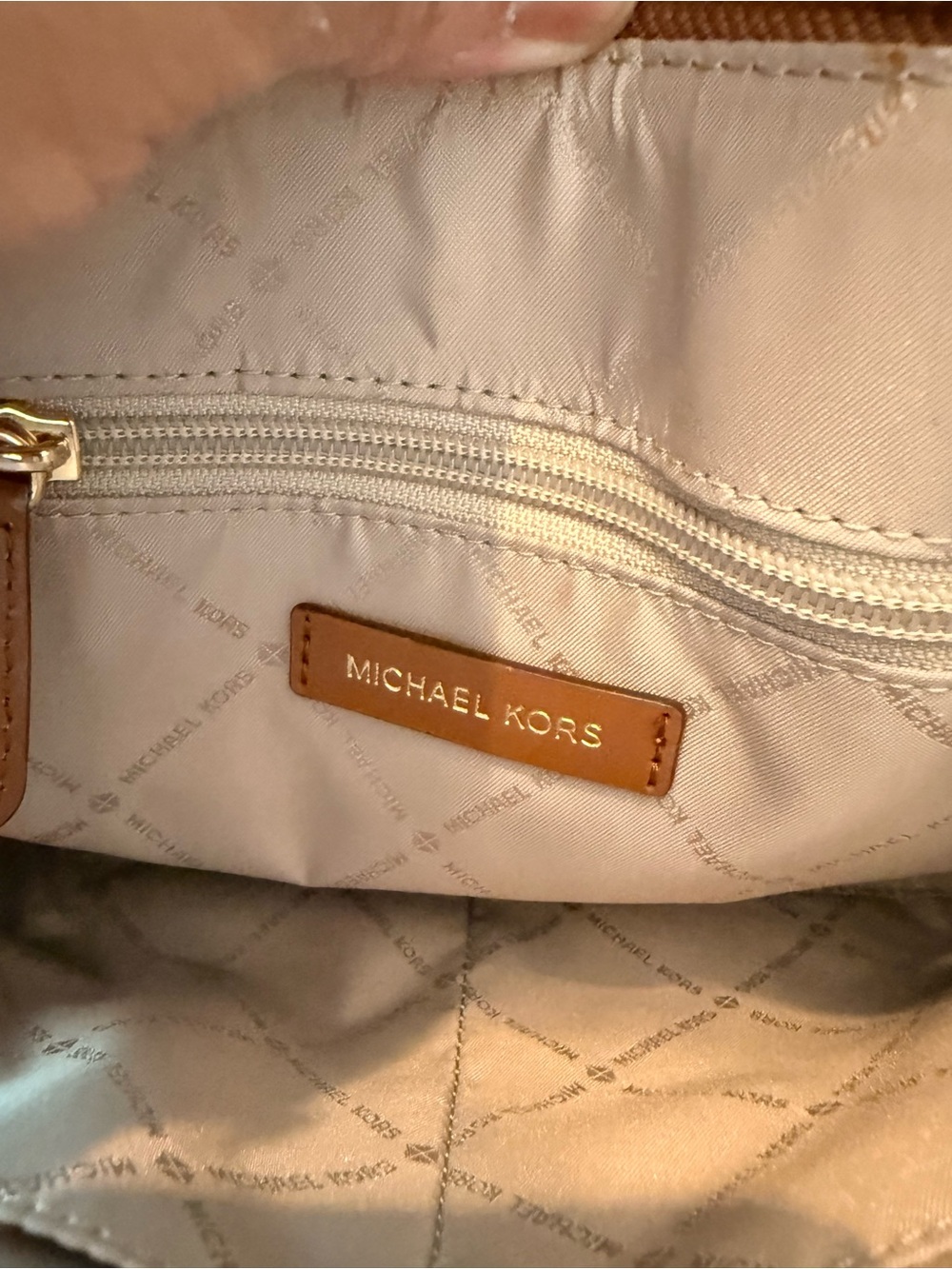 Michael Kors Mercer Gallery Medium Center Zip MK Logo Tote Bag Brown - Picture 5 of 11